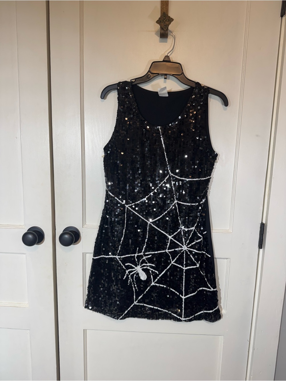 Spirit Black Sequin Spiderweb Dress with White Accent